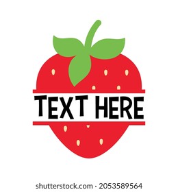 Vector Strawberry Name Frame on White Background