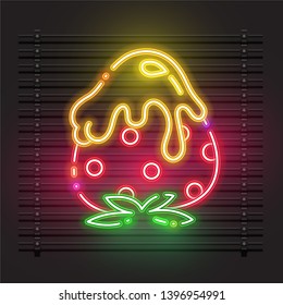 Vector of strawberry from neon.