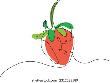 Vector strawberry with one line style and spots