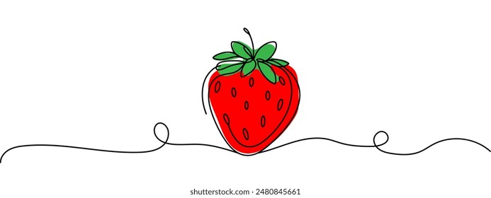 Vector strawberry with one line style and spots.