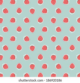 Vector Strawberry pattern. Background with blue color. vector