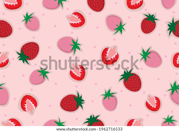 Vector Strawberry Pattern Background Concept Pink Stock Vector Royalty Free 1962716533 