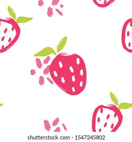Vector strawberry pattern on white. Perfect for the design of fabric, flyers, invitations, wrapping paper.