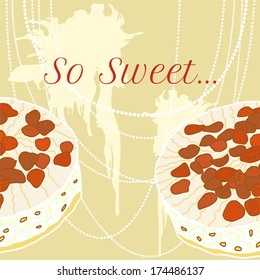 vector strawberry pie on pearl background