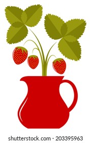 vector strawberry in pitcher isolated on white background