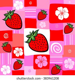 Vector strawberry seamless background