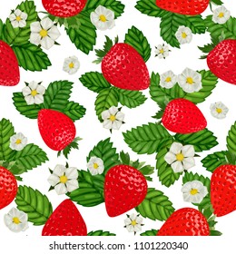 Vector strawberry seamless pattern. Background design for tea, juice, natural cosmetics, sweets and candy with strawberry filling, farmers market,health care products. Best for textile,wrapping paper.
