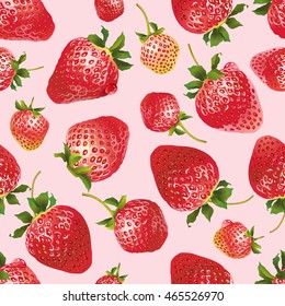 Vector strawberry seamless pattern. Background design for tea, juice, natural cosmetics, candy an bakery with strawberry filling, farmers market, health care products. Best for textile,wrapping paper.