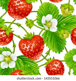 Vector strawberry seamless pattern isolated on white background