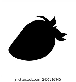 Vector strawberry silhouette illustration, hand drawn botanical outline drawing, monochrome strawberry icon. Design element for background, pattern, packaging, icon, logo.