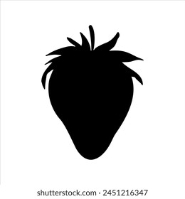 Ilustración de silueta de fresa de Vector, dibujo de contorno botánico dibujado a mano, icono de fresa monocromo. Elemento de diseño para fondo, patrón, embalaje, icono, logotipo.