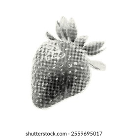 Vector strawberry. Trendy retro element with a halftone effect for collage, poster, banner, cover design.