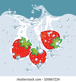 vector of strawberry in water