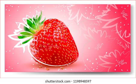 Vector Strawberry.Hand drawing on background.Vector background, pattern for textiles, wrappers, stickers, prints.