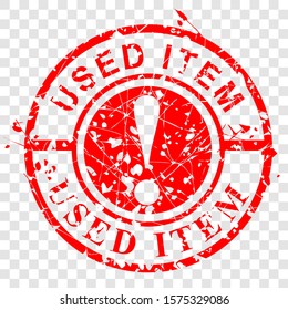 Vector, streak Circle red rubber stamp, Used Item at transparent effect background
