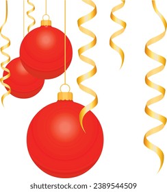 Vector con correas y bolas de Navidad rojas