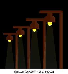 vector street light on a dark background with spotlight