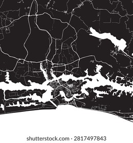 Vector Street Map of Abidjan Ivory Coast – Black and White Minimalist City Road Map