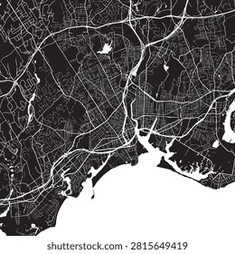 Vector Street Map of Bridgeport Connecticut – Black and White Minimalist City Road Map