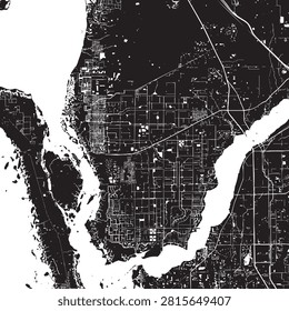 Vector Street Map of Cape Coral Florida – Black and White Minimalist City Road Map