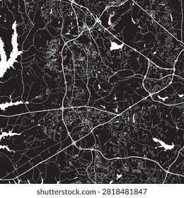 Vector Street Map of Cary North Carolina Black and White Minimalist City Road Map