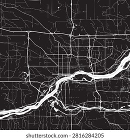 Vector Street Map of Davenport Iowa – Black and White Minimalist City Road Map
