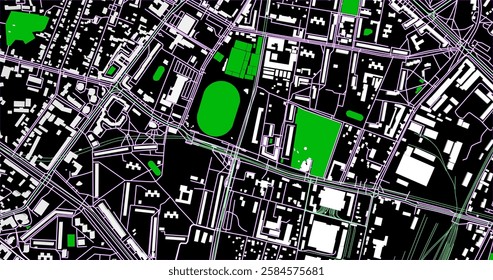 Vector street map depicting a detailed city plan. Clean lines and minimalist style create a modern and clear look, ideal for navigation and design projects.