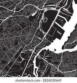 Vector Street Map of Elizabeth New Jersey Black and White Minimalist City Road Map