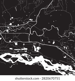 Vector Street Map of Fairbanks Alaska Black and White Minimalist City Road Map
