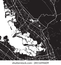 Vector Street Map of Fremont California – Black and White Minimalist City Road Map