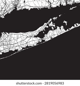 Vector Street Map of The Hamptons New York Black and White Minimalist City Road Map
