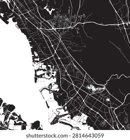 Vector Street Map of Hayward California – Black and White Minimalist City Road Map