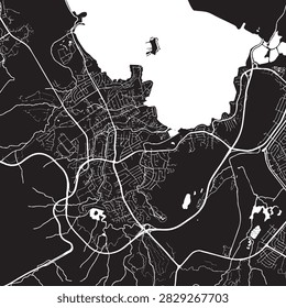 Vector Street Map of Kaneohe Hawaii Black and White Minimalist City Road Map