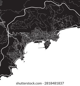 Vector Street Map of Kavala Greece Black and White Minimalist City Road Map