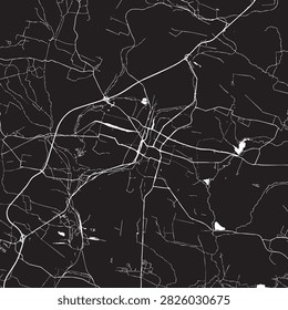 Vector Street Map of Kielce Poland Black and White Minimalist City Road Map