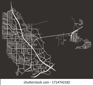 Vector street map of Lewisville, Texas, USA, with major and minor roads from GPS traces