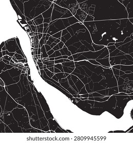 Vector Street Map of Liverpool UK – Black and White Minimalist City Road Map