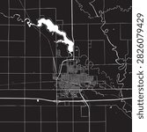 Vector Street Map of Mitchell South Dakota Black and White Minimalist City Road Map