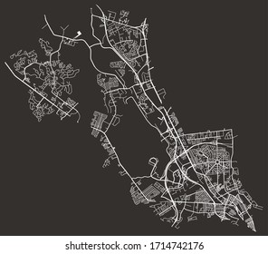 Mapa de calles vectoriales de North Charleston, Carolina del Sur, EE.UU., con carreteras principales y menores de trazas GPS