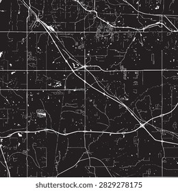 Vector Street Map of Olive Branch Mississippi Black and White Minimalist City Road Map
