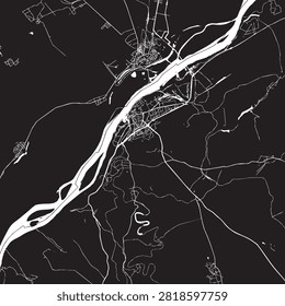 Vector Street Map of Ruse Bulgaria Black and White Minimalist City Road Map