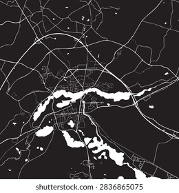 Vector Street Map of Silkeborg Denmark Black and White Minimalist City Road Map