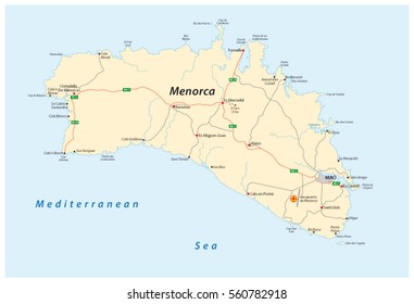 Vector Street map of the Spanish Balearic island of Menorca