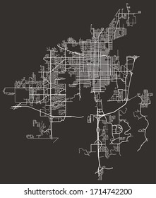 Vector street map of Springfield, Illinois, USA, with major and minor roads from GPS traces