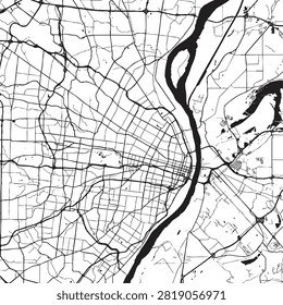Vector Street Map of St Louis Missouri Black and White Minimalist City Road Map