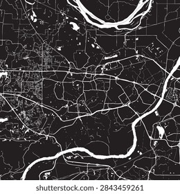 Vector Street Map of St Peters Missouri Black and White Minimalist City Road Map