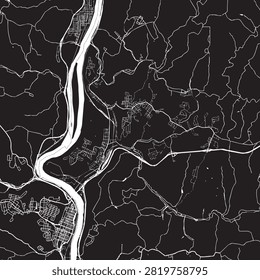 Vector Street Map of Weirton West Virginia Black and White Minimalist City Road Map