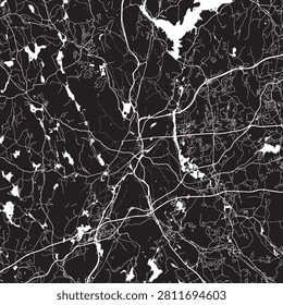 Vector Street Map of Worcester Massachusetts – Black and White Minimalist City Road Map