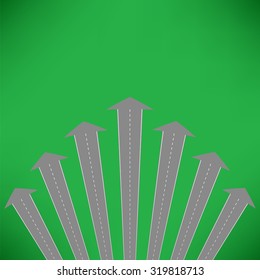 Vector Street Roads Icon on Green Background.  Travel Concept