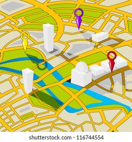 Vector street view map of a generic city.